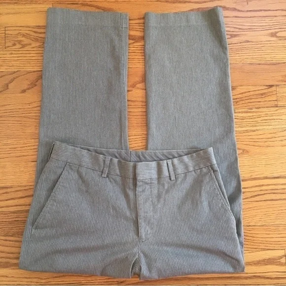 Express Producer Straight Leg Flat Front Gray Striped Pants - Picture 4 of 15